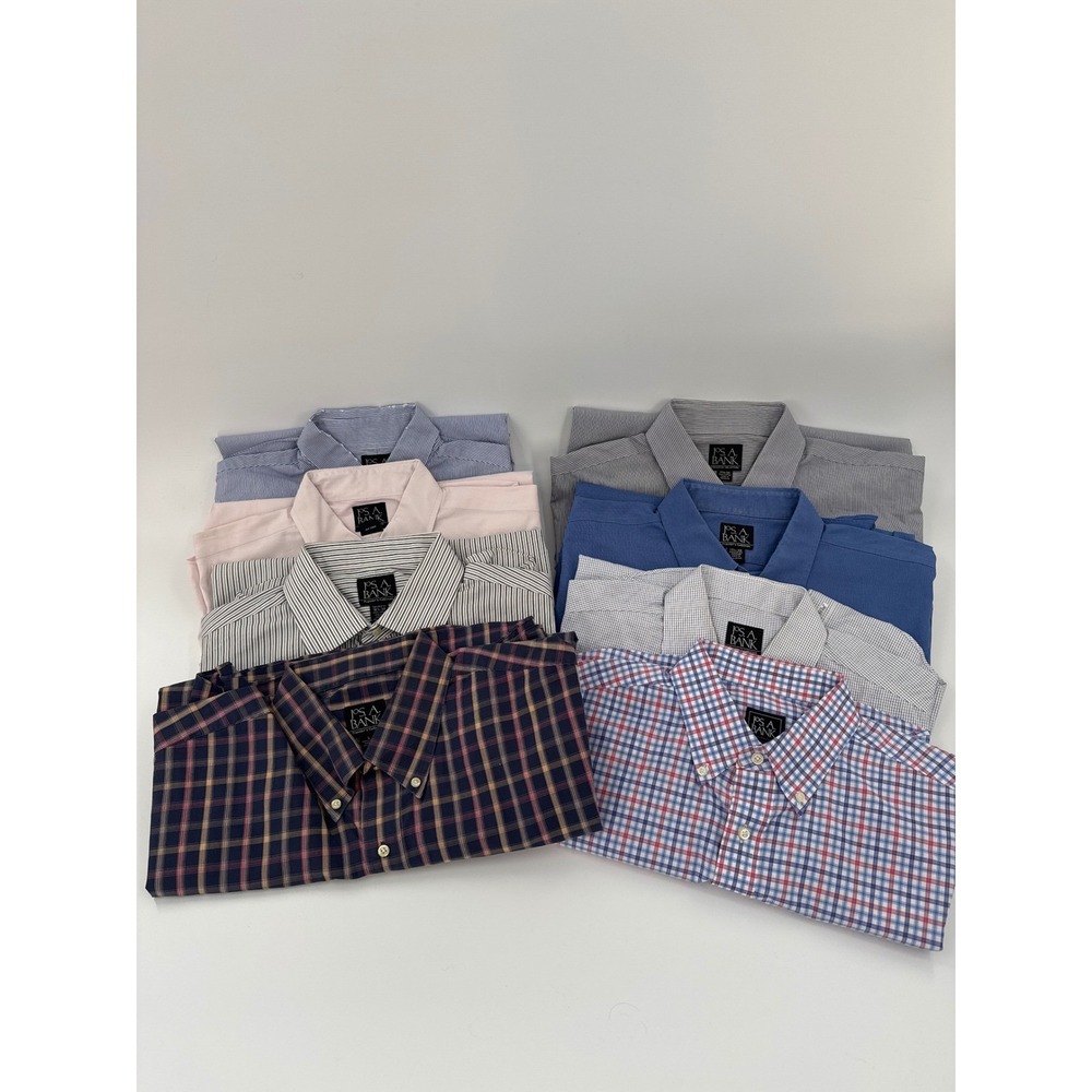 BUNDLE JOS A BANK Mens Long Sleeve Button‎ Down Shirts Lot of 8 Size L